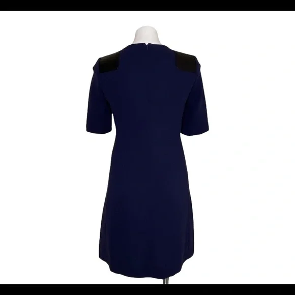 Marc By Marc Jacobs Ink Blue Shift Dress Short Sleeve Leather Shoulder Patches 4 - Picture 5 of 6